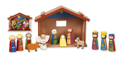 children's wooden nativity set